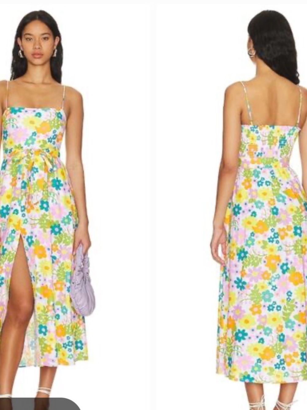 Show Me Your MuMu Floral Midi Dress in White, Yellow, Pink, Blue, Green - Picture 5 of 5